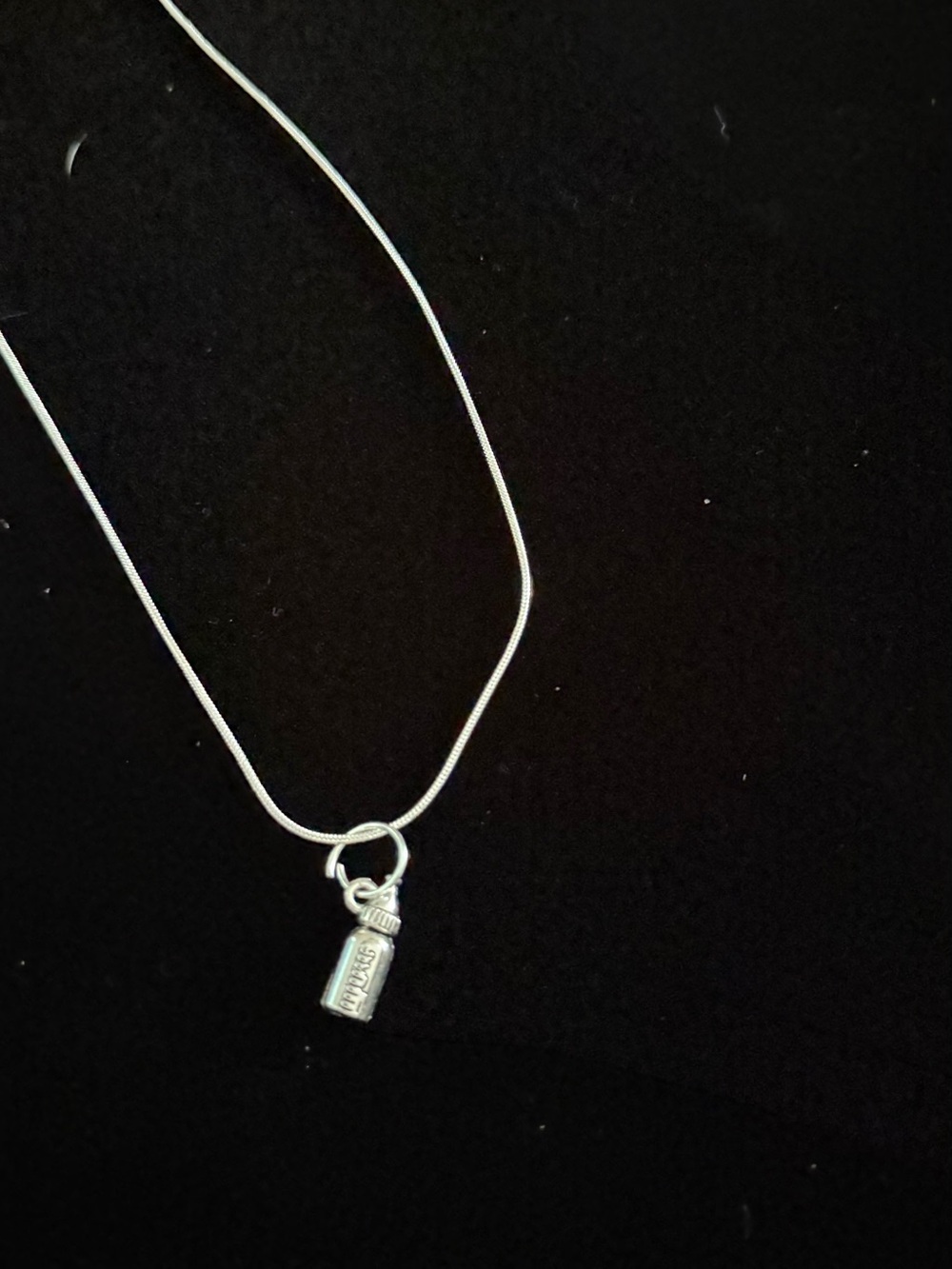 Baby Bottle Charm Necklace - silver